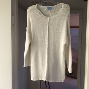 CECELIA/“VANILLA”LONG KNIT SWEATERw FRONT DOUBLE SEAM/ NEW
